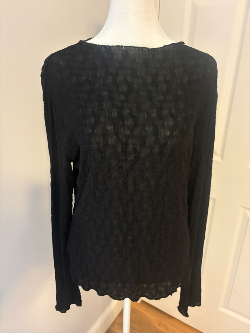 DAVI & DANI Black Long-Sleeve Textured Knit Top